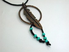 COPPER PENDANT Feather and