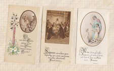 23D338 lot de 3  IMAGE PIEUSE RELIGIEUSE papier genre parchemin