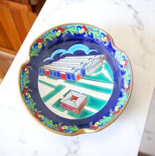 Emaux de Longwy. Cendrier, vide poche décor polychrome Pinchart-Deny, XXe