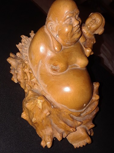 Antique carved wood buddha - antique,