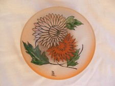  ANTIQUE FRENCH ENAMELED GLASS BOWL ,ART DECO,LEUNE,1930 YEARS.