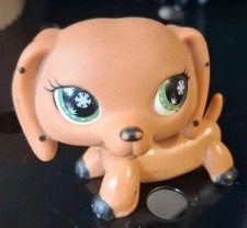 Pet Shop LPS Teckel 081, Corps Marron chien Teckel Tache Noire avec Col Mignon