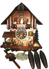 COUCOU Kuckucksuhr Chalet-Stil 1-Tag-Uhrwerk 29cm von Hönes ,Muzik Suisse