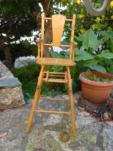 Ancienne chaise haute bois - ancienne, en