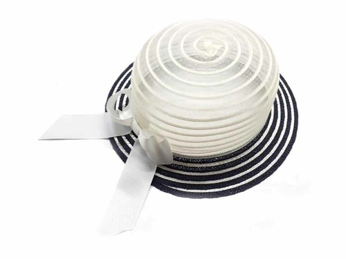 Chapeau beige rayé bleu bombe - rayé,
