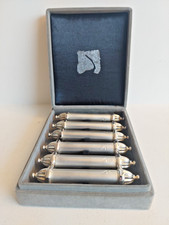 Coffret 6 Porte-Couteaux  Métal Argenté sur Acier Inoxy Estampille SILEA Vintage