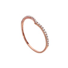 Bague Semi Eternité Pointue en Or Rose 9k et CZ - Tailles 48 à 63