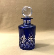 flacon à parfum en cristal overlay SAINT LOUIS doublé BLEU modèle MASSENET 19 cm