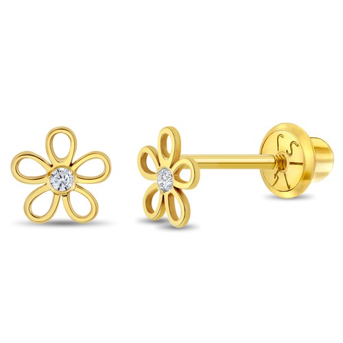 14k zircone fleur - 14k,