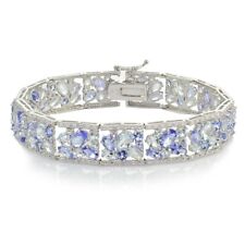 Argent Sterling Tanzanite Et Aigue-Marine Serti Bracelet