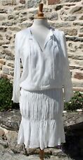 ROBE blanche cassée écrue broderie florale frou frou "PROMOD" T 42 - 44