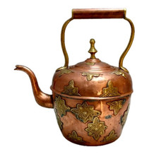 Ancienne Bouilloire en Cuivre et laiton,  Bouilloir Antique, objet vintage déco