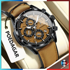 ✅ Montre Homme POEDAGAR 692 Quartz – Cadran Marron & Bracelet Cuir Marron
