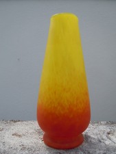 Vase pâte de verre décor marmoréen orange & jaune