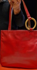 Véritable Sac SEQUOIA  sac Shopping Cuir Verni  Rouge 