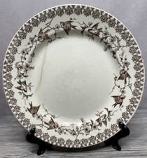 Assiette ancienne terre de fer HB & Cie, Choisy le Roi décor d'oiseaux