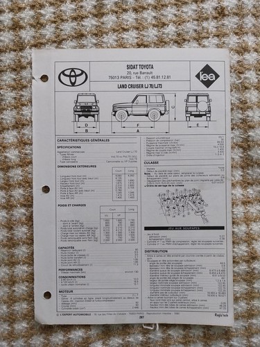 Fiche technique toyota land - fiche,