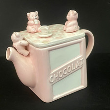 AMUSANTE CHOCOLATIERE CRUCHE A CHOCOLAT VINTAGE - DECO NOUNOURS TEDDY - 1980's