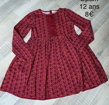 DPAM 12 ANS FILLE : Robe ROUGE ROSE HIVER FLEURIE