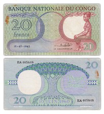 20 FRANCS 1962 CONGO - P4a -