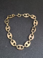 Ancien bracelet Chaine Tank Maille Grain De Café Plaqué Or 