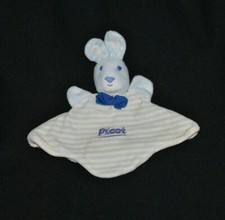 Peluche doudou marionnette lapin brodé PICOT nœud bleu TTBE