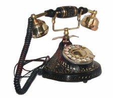 Nouveau Téléphone Antique Rond Chitai En Laiton Noir Vintage S2U