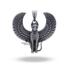 Ailé Égyptien Dieu Chat Amoureux Bastet Sphinx Animal 925 Argent Pendentif Gift