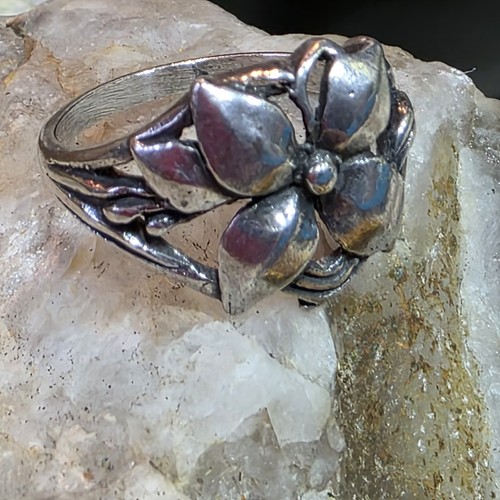 Bague vintage fleur argent 925 - fleur,