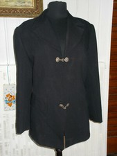 Vintage Veste blazer polyester noir NATHALIE CHAIZE 42 brandebourg métal PW16