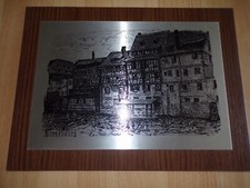 Cadre gravé sur plaque " STRASBOURG La petite France " 32 x 43 cm