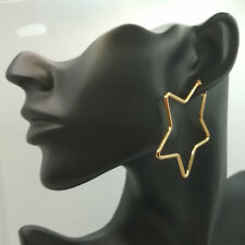 CREOLES ETOILES DORE 54mm BOUCLES D'OREILLES ACIER INOXYDABLE HYPOALLERGENIQUE