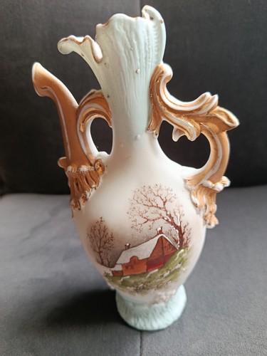 Vase ancien biscuit décor - vase,
