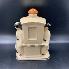 Belle bouteille faïence craquelée Art Déco figurant une chaise à porteurs 1930