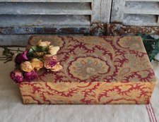 ANCIENNE BOITE A COUTURE TISSU DECOR DE FLEURS SHABBY