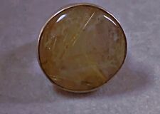 17Grs Art déco bague argent massif Quartz Rutile Crystal silver T57 cadeau Noel