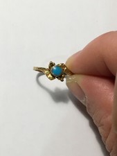 Bijoux Bague Plaqué OR Taille 54 avec Pierre Bleue Fantaisie (8-7)