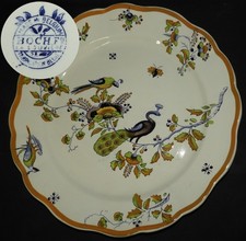 BOCH - LA LOUVIERE Années 30 Décor au PAON : Grand plat rond 34.5 cm (TBE)