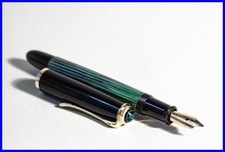 Stylo À Plume Vintage PELIKAN 400NN En Vert Rayé & Or Avec Une Plume LARGE