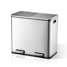 Poubelle en Acier Double Compartiment 2 x 30L Pédales en Métal, 2 Seaux Intérie