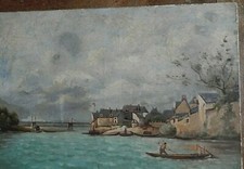  marine huile ancienne  HST XIX°  signé              