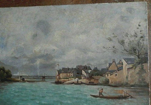 Marine huile ancienne hst - ,