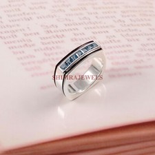 Naturel London Bleu Gemme Topaze Avec 925 Bague en Argent pour Homme #292