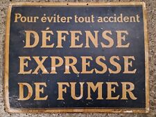 Ancien Panneau Carton Publicité Defense Fumer Sécurité Travail Debut Xx Ème