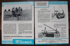 "MC CORMICK",CHARRUE DECHAUMEUSE,ANNÉES 30, HARDY,MACHINE AGRICOLE,SUPERBE ETAT