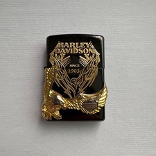 Briquet Harley Davidson noir or aigle logo en relief d'occasion
