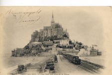 cpa Normandie - Mont Saint Michel - coté sud vue prise de la digue - train