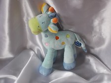 Doudou âne, cheval, vert, bleu, broderies, Mots d'enfants