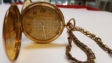 Montre à gousset plaqué or remontage manuel avec chaîne de montre double environ 100 ans
