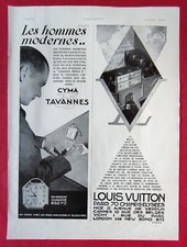 Publicité de Presse:  Les Malles Louis VUITTON et Montre CYMA TAVANNES 1930